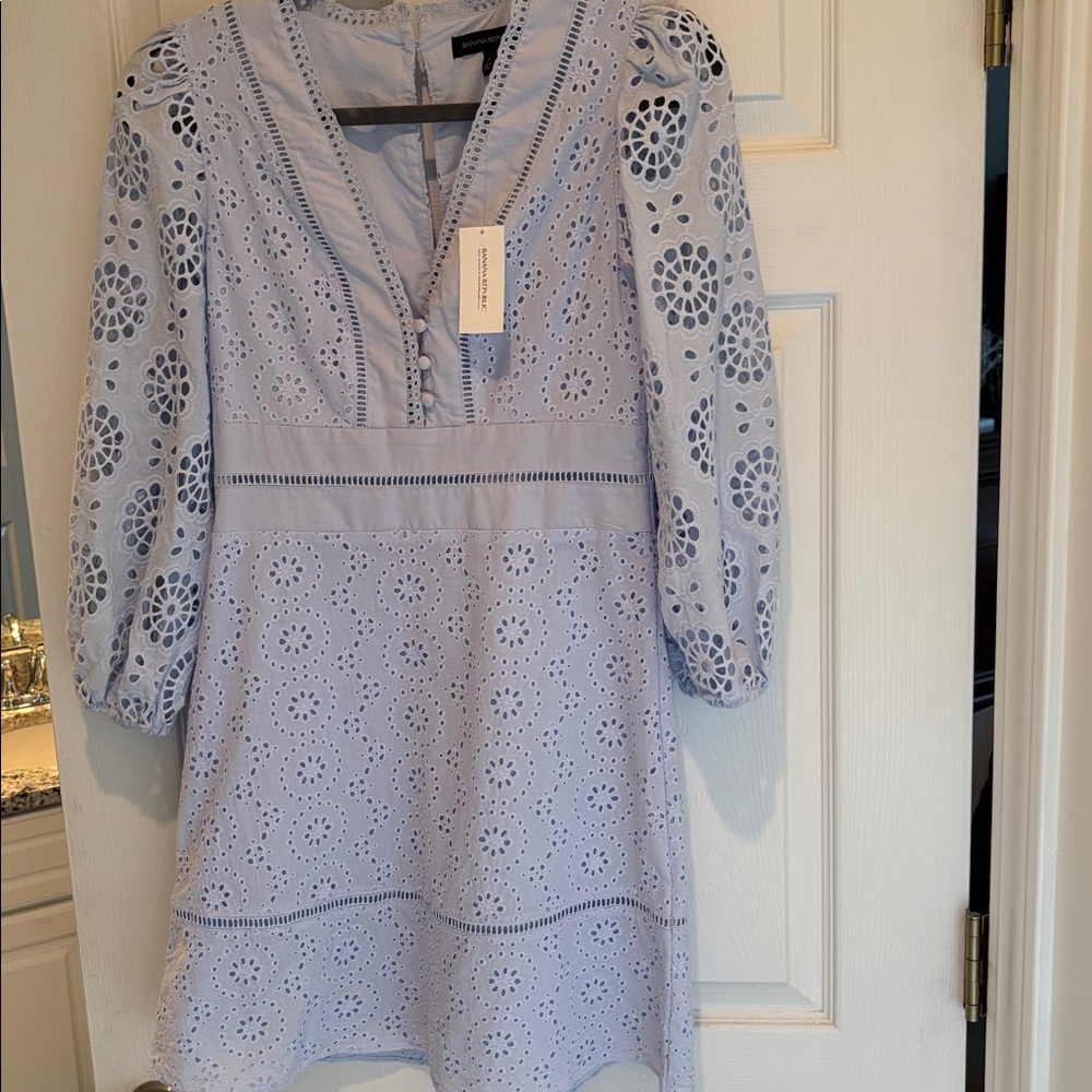 Banana Republic puff sleeve Eyelet Dress NWT